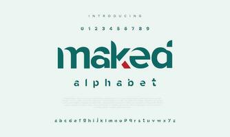 Maked abstract digital technology logo font alphabet. Minimal modern urban fonts for logo, brand etc. Typography typeface uppercase lowercase and number. vector illustration