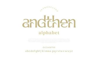 Andthen abstract digital technology logo font alphabet. Minimal modern urban fonts for logo, brand etc. Typography typeface uppercase lowercase and number. vector illustration