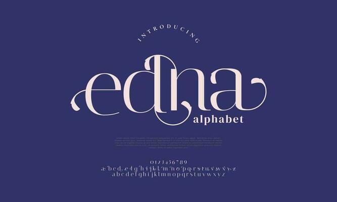 Edna elegant alphabet letters font and number. Classic Lettering Minimal Fashion Designs. Typography modern serif fonts decorative vintage design concept. vector illustration