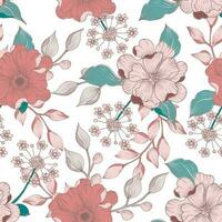 Hand Drawn Anemone Seamless Pattern for Fabric vector