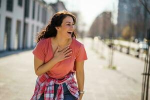 A woman has a phone conversation photo