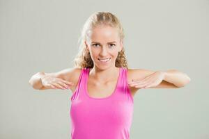 A woman doing exercises photo