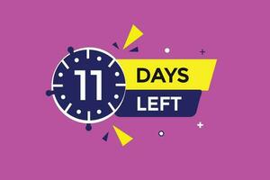 11 days left countdown template, 11  day countdown left banner label button eps 11 vector