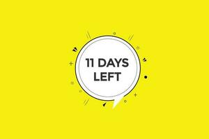 11 days left countdown template, 11  day countdown left banner label button eps 11 vector