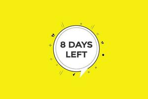 8 days left countdown template, 8 day countdown left banner label button eps 8 vector