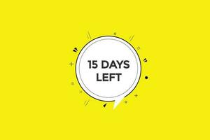 15 days left countdown template, 15  day countdown left banner label button eps 15 vector