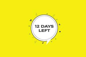 12 days left countdown template, 12 day countdown left banner label button eps 12 vector