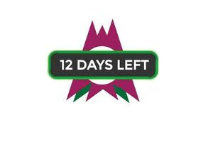 12 days left countdown template, 12 day countdown left banner label button eps 12 vector