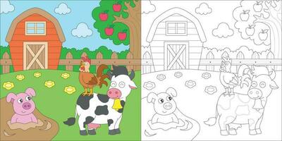 coloring farm animals vector