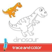 rastro y color dinosaurio vector