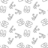 Seamless monochrome repeating pattern of flippers and sit on the plane vector