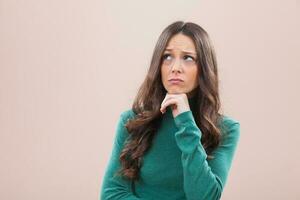 A woman with a green blouse photo