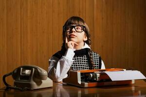 Portrait of a girl playing the role of a secretary photo