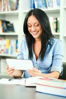 A woman at the library photo