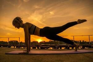 A woman doing physical exercises photo