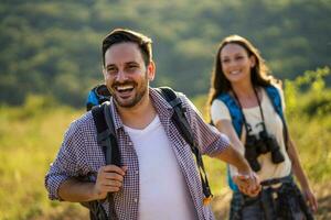 Couple spending time outdoors photo