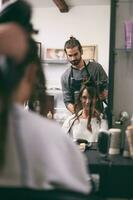 A woman at a hair salon photo