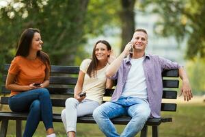 Friends spending time outdoors photo