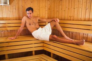 A man in a sauna photo