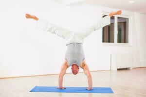 Man doing physical exercises photo