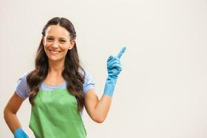 A woman who is going to clean the house photo