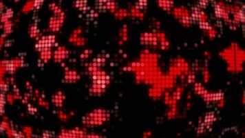 Red color fractal circular dots digital background, curvy technology background video