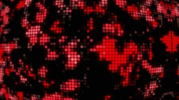 Red color fractal circular dots digital background, curvy technology background video