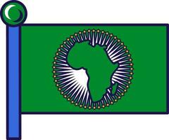 Outline Flag African Union Flagpole Flag Banner vector