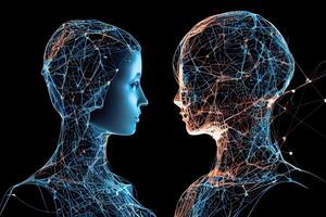 Chat with AI or Artificial Intelligence abstract concept illustration photo