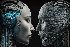 Chat with AI or Artificial Intelligence abstract concept illustration photo