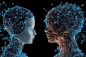 Chat with AI or Artificial Intelligence abstract concept illustration photo