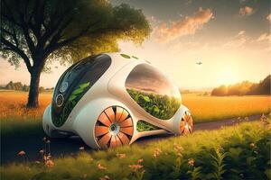 eco coche de el futuro ilustración generativo ai foto