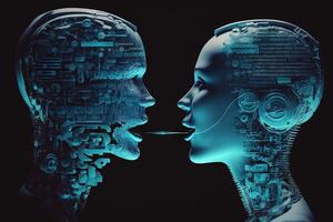 Chat with AI or Artificial Intelligence abstract concept illustration photo