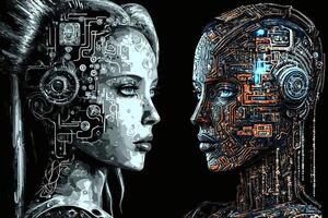Chat with AI or Artificial Intelligence abstract concept illustration photo