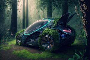 eco coche de el futuro ilustración generativo ai foto