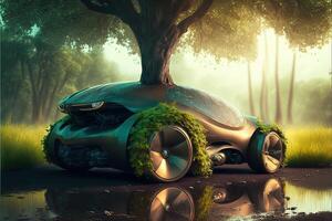 eco coche de el futuro ilustración generativo ai foto