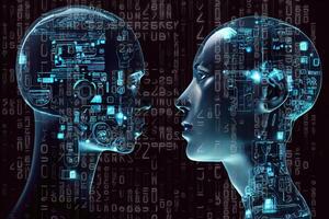Chat with AI or Artificial Intelligence abstract concept illustration photo