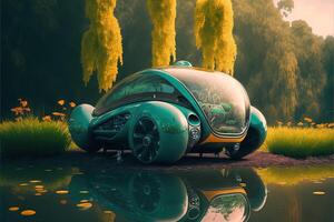 eco coche de el futuro ilustración generativo ai foto