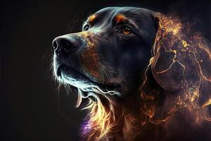 Dog soul penetrates human nature intimate connected to,Illustration photo