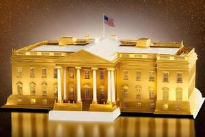 White house in Washington DC made of gold illustration photo