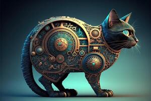 time travelling machine cat illustration photo