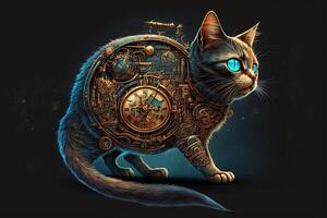 time travelling machine cat illustration photo