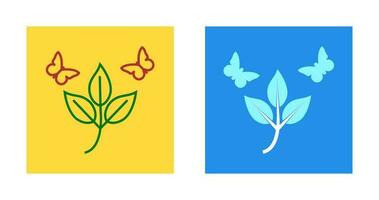 Butterflies over Plants Vector Icon