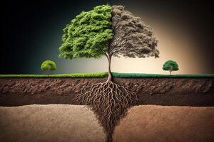 tree arranged as a green graph sustainable development concept planting a tree idea illustration photo