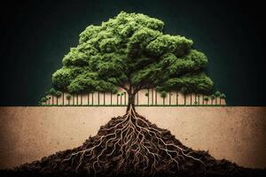 árbol arreglado como un verde grafico sostenible desarrollo concepto plantando un árbol idea ilustración generativo ai foto