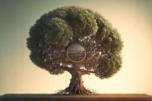 techno árbol de el futuro ilustración generativo ai foto