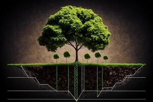 tree arranged as a green graph sustainable development concept planting a tree idea illustration photo