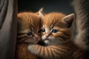 two kittens hugging illustration photo