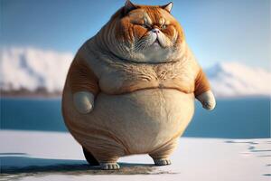 lazy ultra fat cat illustration photo