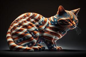 gato Estados Unidos bandera forma ilustración generativo ai foto